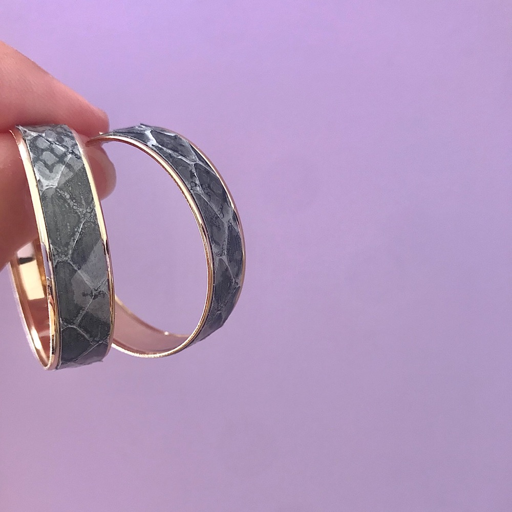 Gold hoops with leather details